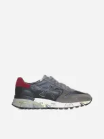 Premiata Mick Leather, Suede And Nylon Sneakers In Grey