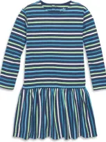 Primary Kids'  Explorer Dress In Multi-stripe In Sunwashed Navy Tonal Stripe