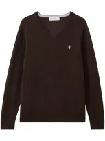 Pringle Of Scotland Wool V-neck Sweater In Brown