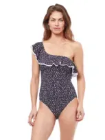 Profile By Gottex Bash One Shoulder One-piece Swimsuit In Black White