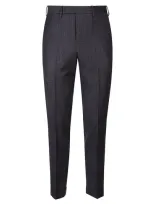 Pt Torino Checked Tailored Trousers In Blue