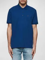 Purple Men's Pique Knit Short-sleeve Polo Shirt In Blue