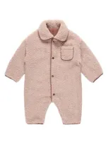 Quincy Mae Babies'  Reversible Faux Shearling Jumpsuit In Blush