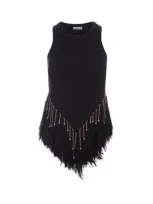 Rabanne Beaded Linen Top In Black