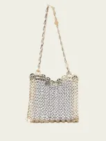 Rabanne Iconic Nano 1969 Shoulder Bag In Light Gold Silver