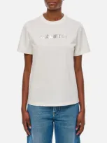 Rabanne Sequined-logo Cotton T-shirt In White