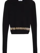 Rabanne Medallion Cutout Wool & Silk Sweater In Black