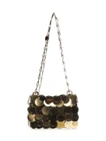 Rabanne Mini Sparkle Shoulder Bag In Gold