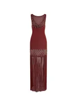 Rabanne Red Bead-embellished Maxi Dress