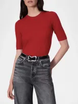 Rag & Bone Tina Merino Wool Crewneck Top In Red