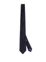 Ralph Lauren Purple Label Silk Polka-dot Tie In Blue