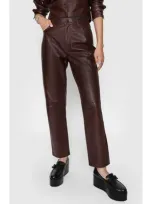 Rebecca Minkoff Kit Crop Leather Pants In Chestnut