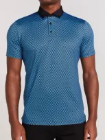 Redvanly Blake Geo Print Polo In Black