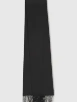 Reiss Black Silk Fringed Scarf