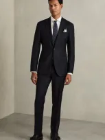 Reiss Navy Slim-fit Single-breasted Wool Suit Blazer