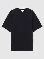 Reiss Navy Textured Crew Neck T-shirt