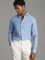 Reiss Sky Blue Ruban Linen Button-through Shirt