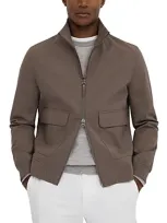 Reiss Brown Rufus Funnel Neck Zip-through Jacket