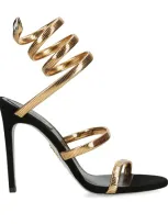 René Caovilla Suede Juniper Sandals 105 In Gold