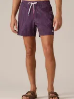 Rhone Rr Swim Trunks In Goji Berry/navy/white Stripe