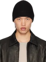 Rick Owens Black Porterville Ribbed Beanie In 09 Black