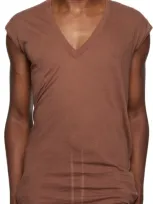 Rick Owens Brown Porterville Deep V T-shirt In 93 Throat