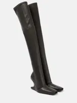 Rick Owens Cantilever 120 Leather Over-the-knee Boots In Black