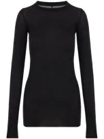 Rick Owens Ribbed Long-sleeve Top In 09 Black