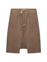 Rick Owens Ricks Pods Leather Shorts In Grey