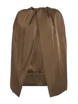 Rick Owens Shearling Montone Cape In Brown