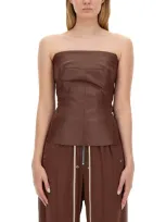 Rick Owens Brown Porterville Bustier Denim Camisole In Throat