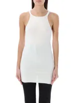 Rick Owens Raw Cut Hem Sleeveless Tank Top In White