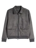 Robert Barakett Lachine Faux Suede Pilot Jacket In Charcoal