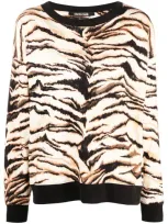 Roberto Cavalli Animal-print Long-sleeve T-shirt In Neutrals