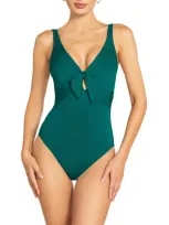 Robin Piccone Ava Knit One-piece Swimsuit In Malachite