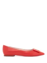 Roger Vivier 5mm Gommettine Leather Ballerina Flats In Sunset Red