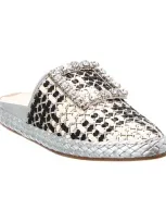 Roger Vivier Lounge Bistrot Leather Mule In Silver