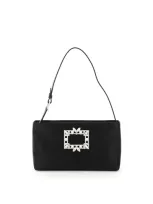 Roger Vivier Rv Nightlily Broche Vivier Buckle Mini Bag In Black