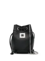 Roger Vivier Tres Vivier Leather Bucket Bag In Black