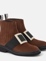 Roger Vivier Viv' Rangers Suede Chelsea Boots In Brown