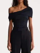 Rohe Asymmetrical Off Shoulder Top In Noir In Black