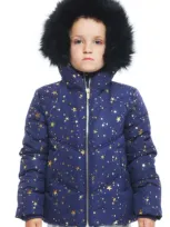 Rokka&rolla Kids' Heavyweight Puffer Jacket In Astral Aura Gold Star