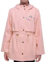 Rokka&rolla Kids' Lightweight Rain Jacket Trench Coat In Peach