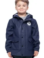 Rokka&rolla Kids' Waterproof Rain Coat Rubberized Jacket In Peacoat Navy