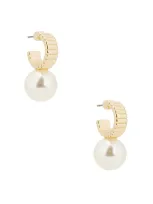 Roxanne Assoulin Swan Hoop Earrings In Shiny Gold & Ivory