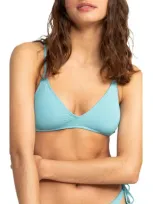 Roxy Beach Classics Athletics Triangle Bikini Top In Maui Blue