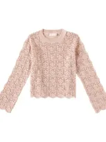 Rylee + Cru Kids' Crochet Cotton Sweater In Pink