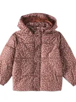 Rylee + Cru Kids' Rosette Puffer Coat In Brick