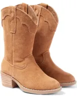 Rylee + Cru Kids' Suede Cowboy Boots In Brown