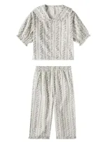 Rylee + Cru Kids' Vines Printed Ruffed Pajamas In White